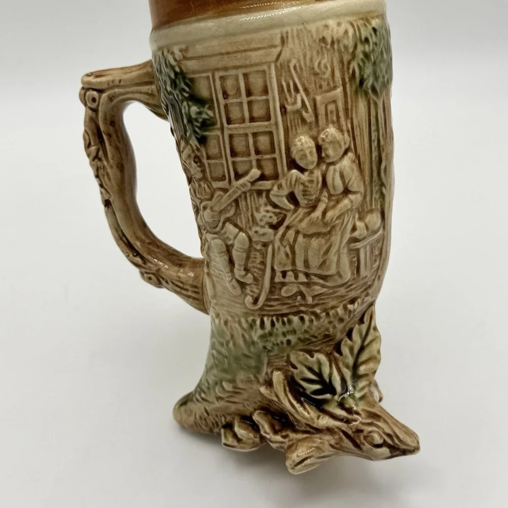 German Beer Stein Footed Ceramic Cornicopia Lieb und Lied Love and Song Japan 7